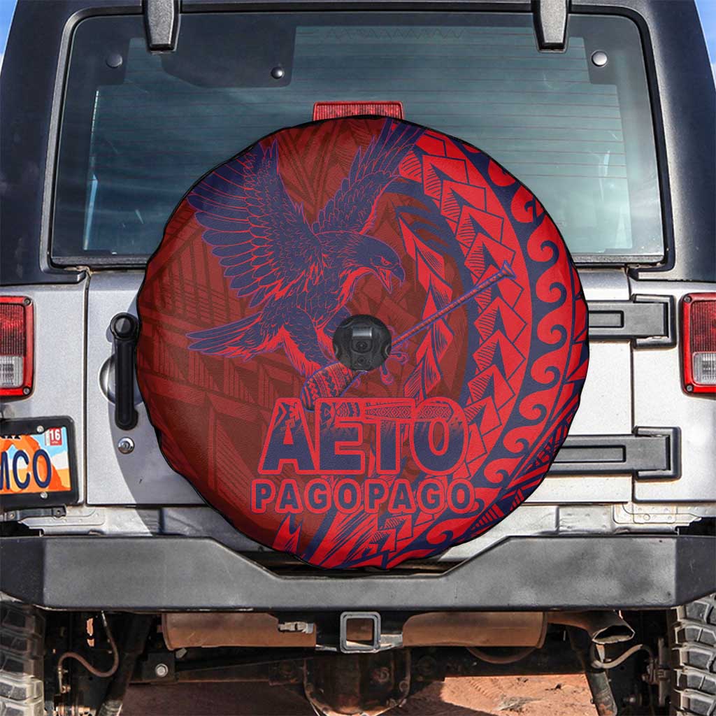 Samoa Pago Pago Aeto Spare Tire Cover Wingstyle Red-Blue Color - Polynesian Pride