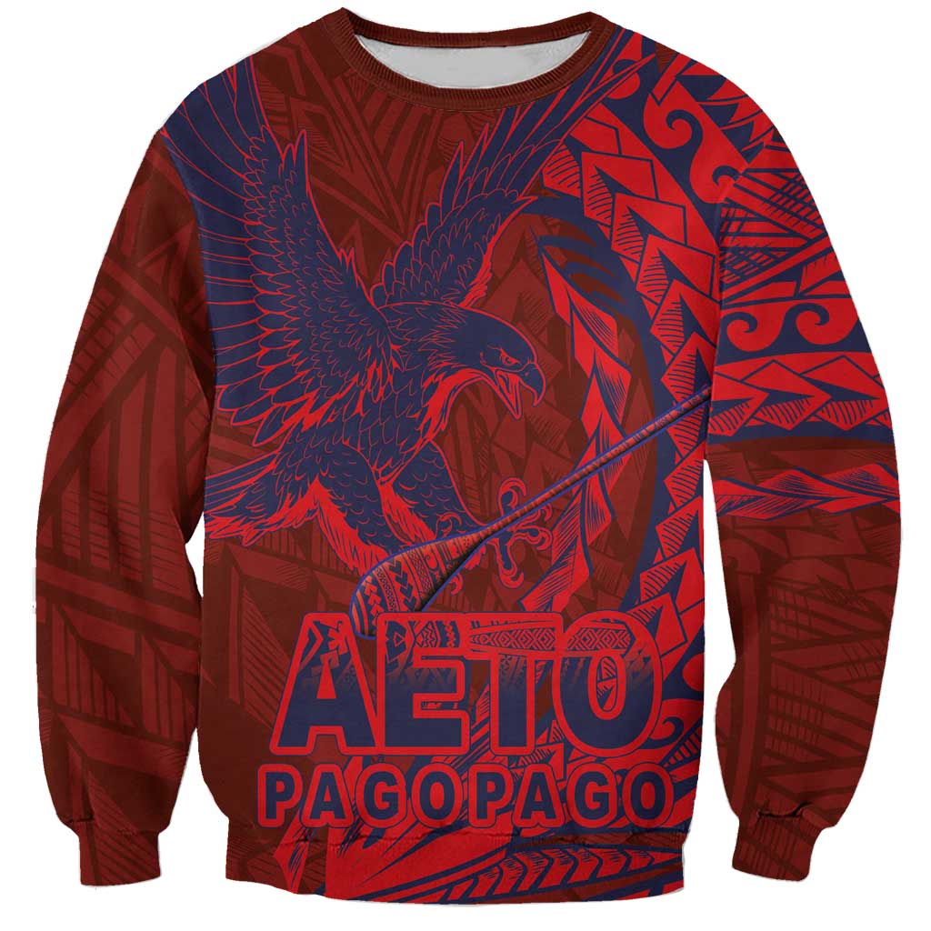 American Samoa Pago Pago Aeto Sweatshirt Wingstyle Red-Blue Color LT03 Unisex Red - Polynesian Pride
