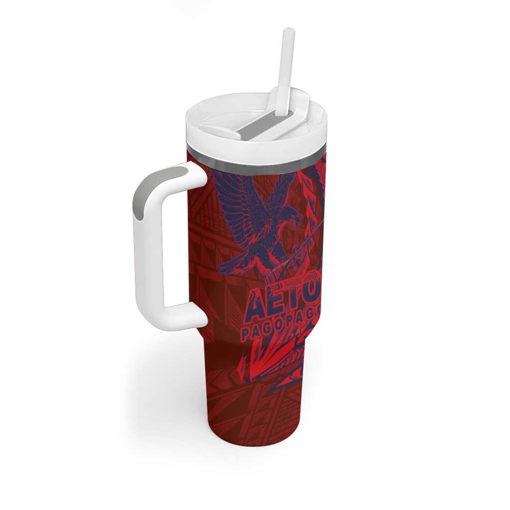 Samoa Pago Pago Aeto Tumbler With Handle Wingstyle Red-Blue Color - Polynesian Pride