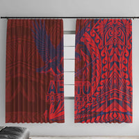 Samoa Pago Pago Aeto Window Curtain Wingstyle Red-Blue Color - Polynesian Pride
