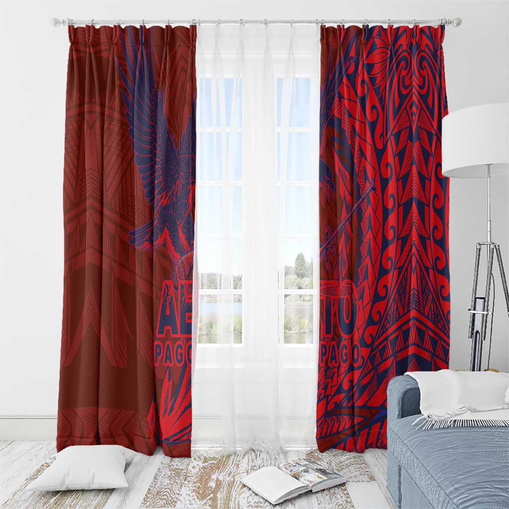 Samoa Pago Pago Aeto Window Curtain Wingstyle Red-Blue Color - Polynesian Pride