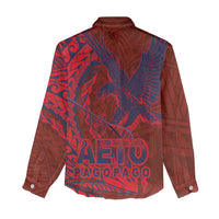 Samoa Pago Pago Aeto Women Casual Shirt Wingstyle Red-Blue Color - Polynesian Pride