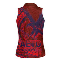 American Samoa Pago Pago Aeto Women Sleeveless Polo Shirt Wingstyle Red-Blue Color LT03 - Polynesian Pride