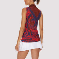 American Samoa Pago Pago Aeto Women Sleeveless Polo Shirt Wingstyle Red-Blue Color LT03 - Polynesian Pride