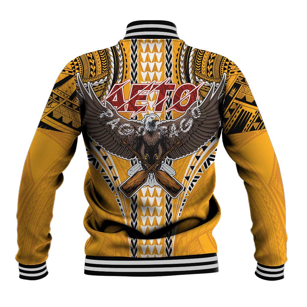American Samoa Pago Pago Aeto Baseball Jacket Bald Eagle with Polynesian Art Tattoos LT03 - Polynesian Pride