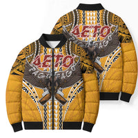 Samoa Pago Pago Aeto Bomber Puffer Jacket Bald Eagle with Polynesian Art Tattoos - Polynesian Pride