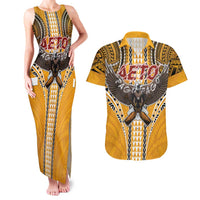 Samoa Pago Pago Aeto Couples Matching Tank Maxi Dress and Hawaiian Shirt Bald Eagle with Polynesian Art Tattoos - Polynesian Pride