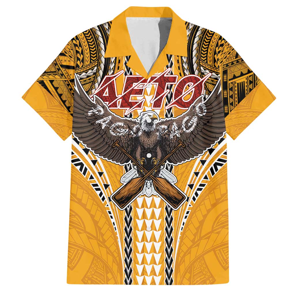 Samoa Pago Pago Aeto Family Matching Long Sleeve Bodycon Dress and Hawaiian Shirt Bald Eagle with Polynesian Art Tattoos - Polynesian Pride