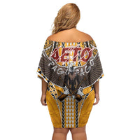 Samoa Pago Pago Aeto Family Matching Off Shoulder Short Dress and Hawaiian Shirt Bald Eagle with Polynesian Art Tattoos - Polynesian Pride