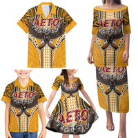 Samoa Pago Pago Aeto Family Matching Puletasi and Hawaiian Shirt Bald Eagle with Polynesian Art Tattoos - Polynesian Pride