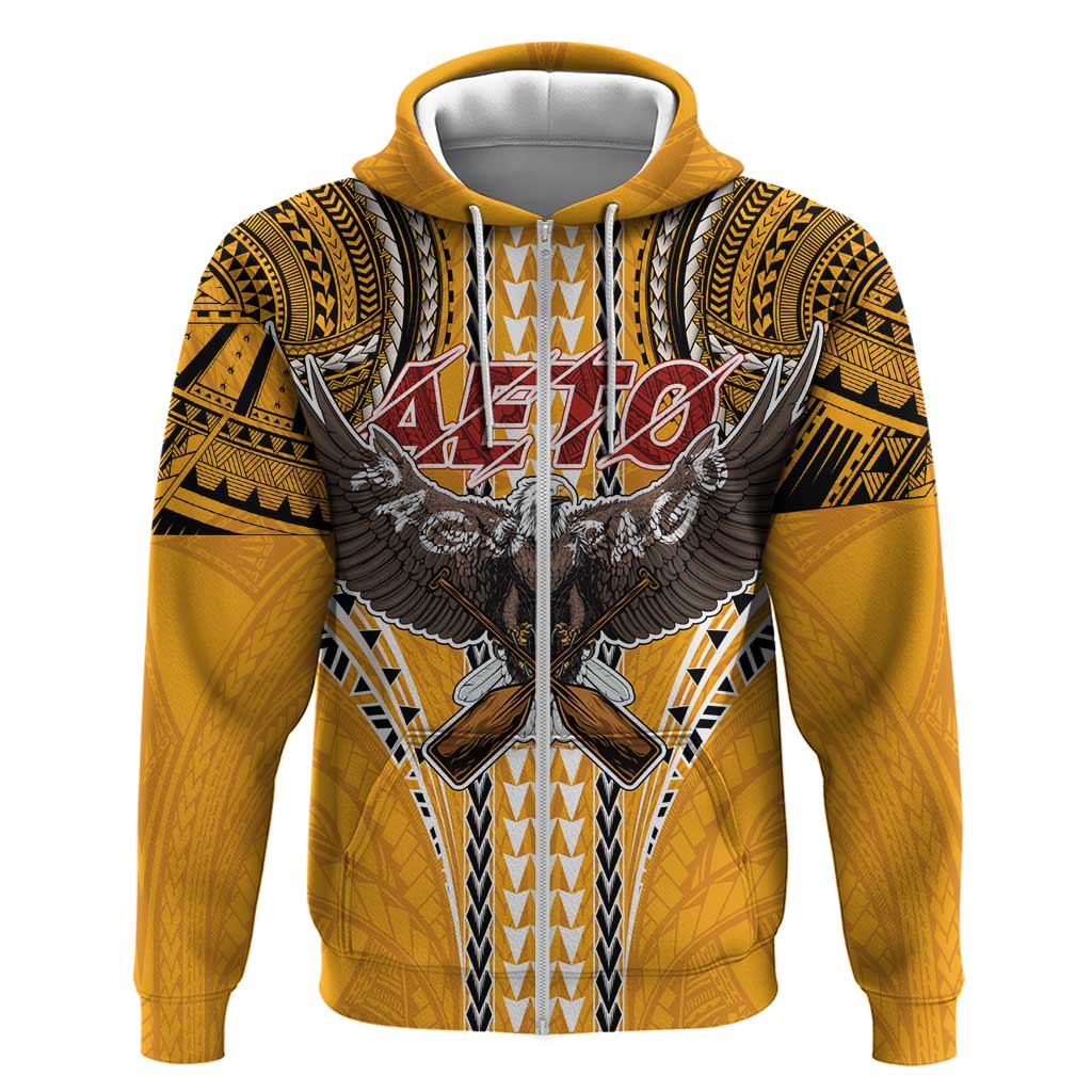 Samoa Pago Pago Aeto Hoodie Bald Eagle with Polynesian Art Tattoos - Polynesian Pride