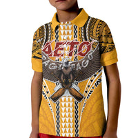 American Samoa Pago Pago Aeto Kid Polo Shirt Bald Eagle with Polynesian Art Tattoos LT03 Kid Yellow - Polynesian Pride