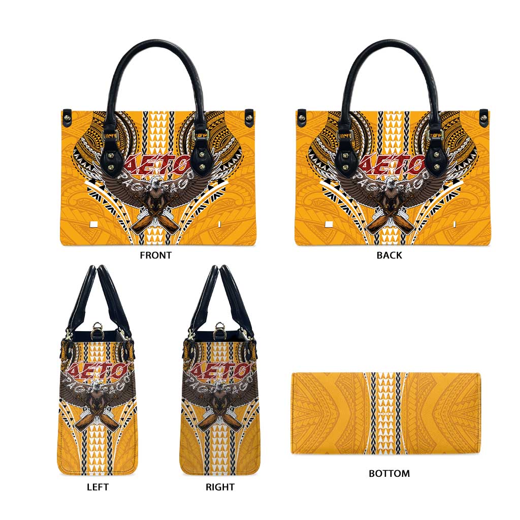 Samoa Pago Pago Aeto Leather Bag Bald Eagle with Polynesian Art Tattoos - Polynesian Pride