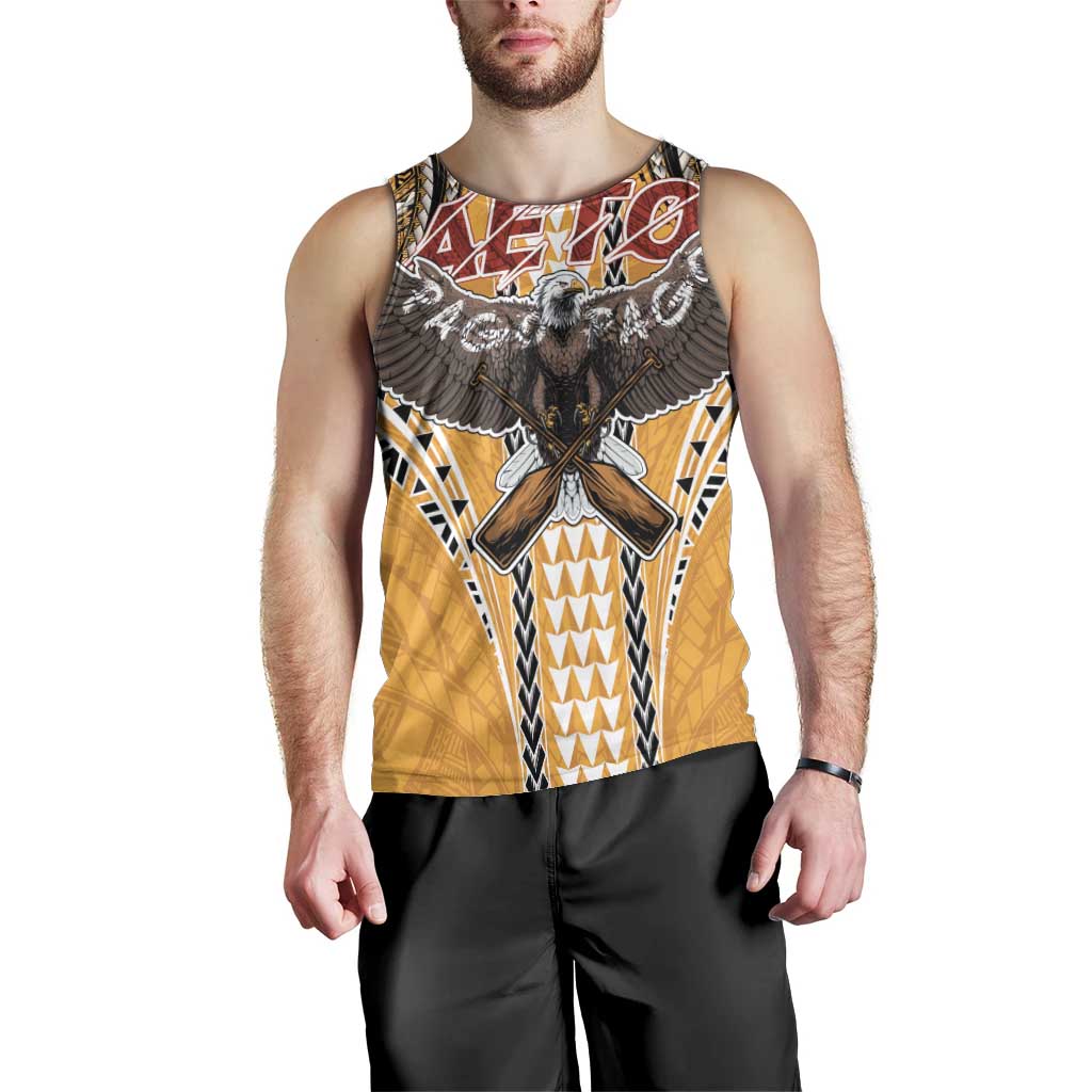 American Samoa Pago Pago Aeto Men Tank Top Bald Eagle with Polynesian Art Tattoos LT03 - Polynesian Pride