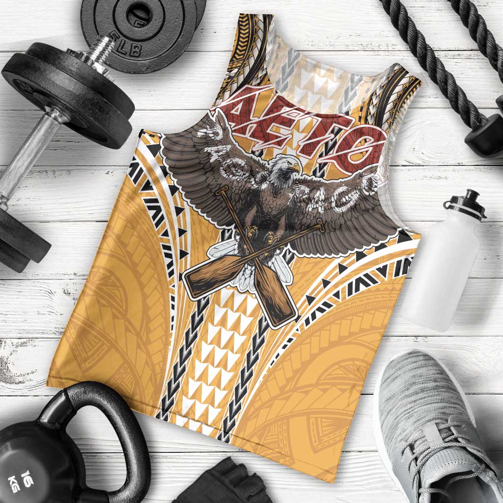 American Samoa Pago Pago Aeto Men Tank Top Bald Eagle with Polynesian Art Tattoos LT03 - Polynesian Pride
