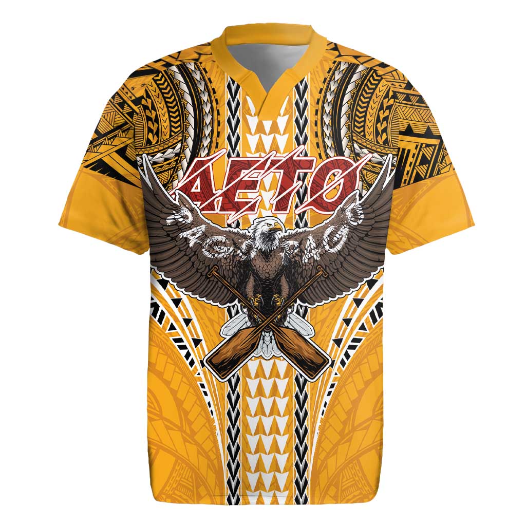 Samoa Pago Pago Aeto Rugby Jersey Bald Eagle with Polynesian Art Tattoos - Polynesian Pride
