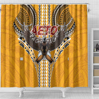 Samoa Pago Pago Aeto Shower Curtain Bald Eagle with Polynesian Art Tattoos - Polynesian Pride