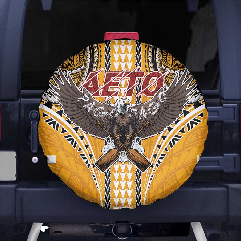 Samoa Pago Pago Aeto Spare Tire Cover Bald Eagle with Polynesian Art Tattoos - Polynesian Pride