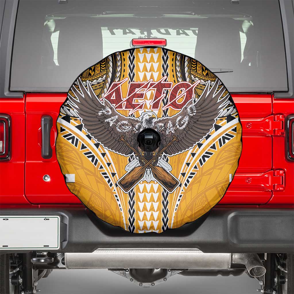 Samoa Pago Pago Aeto Spare Tire Cover Bald Eagle with Polynesian Art Tattoos - Polynesian Pride