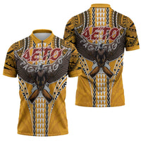 American Samoa Pago Pago Aeto Zipper Polo Shirt Bald Eagle with Polynesian Art Tattoos LT03 - Polynesian Pride