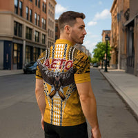 American Samoa Pago Pago Aeto Zipper Polo Shirt Bald Eagle with Polynesian Art Tattoos LT03 - Polynesian Pride