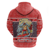 New Zealand Christmas Hoodie Santa Catch The Wave Maori Pattern Retro Style LT03 - Polynesian Pride