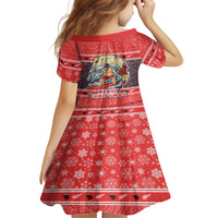 New Zealand Christmas Kid Short Sleeve Dress Santa Catch The Wave Maori Pattern Retro Style LT03 - Polynesian Pride