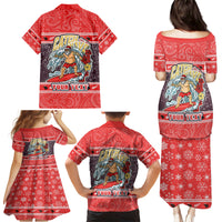 Custom New Zealand Christmas Family Matching Puletasi Dress and Hawaiian Shirt Santa Catch The Wave Maori Pattern Retro Style LT03 - Polynesian Pride