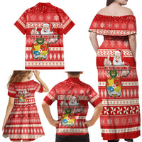 Tonga Christmas Family Matching Off Shoulder Maxi Dress and Hawaiian Shirt The Santa Coat of Arms with Ngatu and Snow Pattern LT03 - Polynesian Pride