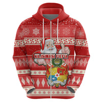 Tonga Christmas Hoodie The Santa Coat of Arms with Ngatu and Snow Pattern LT03 - Polynesian Pride