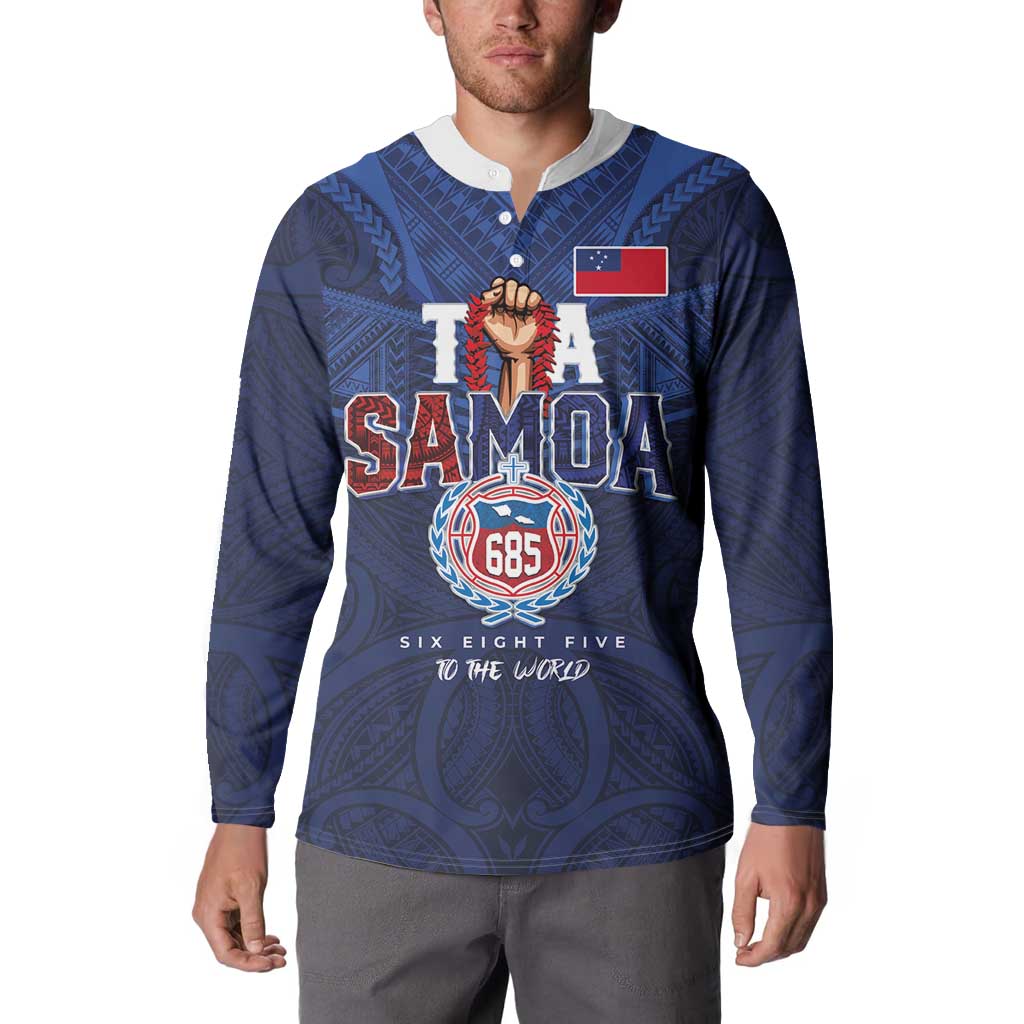 Custom Rugby Toa Samoa Button Sweatshirt Champions Six Eight Five - Polynesian Pride