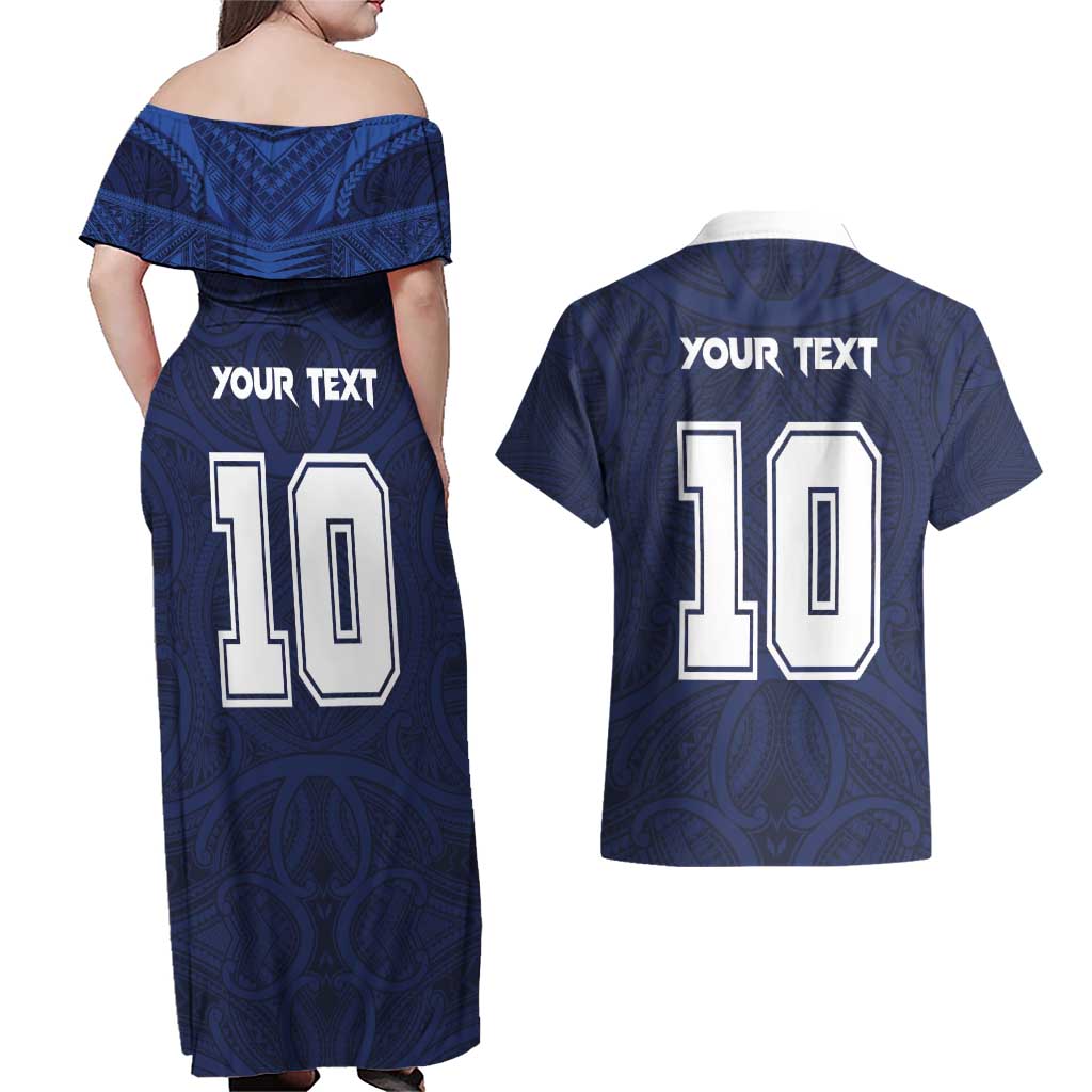 Custom Rugby Toa Samoa Couples Matching Off Shoulder Maxi Dress and Hawaiian Shirt Champions Six Eight Five - Polynesian Pride