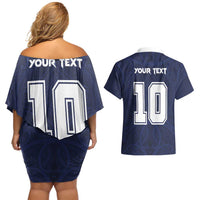 Custom Rugby Toa Samoa Couples Matching Off Shoulder Short Dress and Hawaiian Shirt Champions Six Eight Five - Polynesian Pride