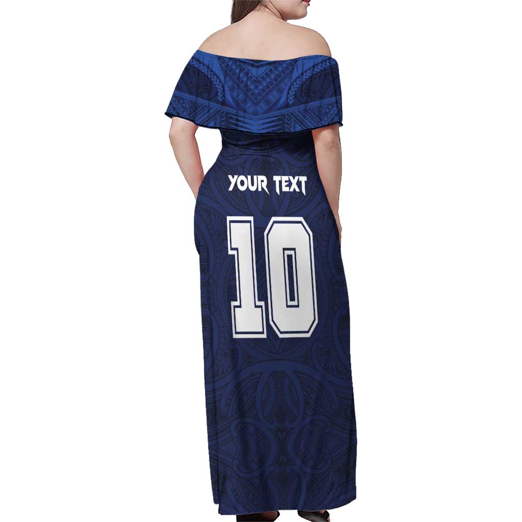 Custom Rugby Toa Samoa Family Matching Off Shoulder Maxi Dress and Hawaiian Shirt Champions Six Eight Five - Polynesian Pride