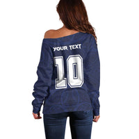 Custom Rugby Toa Samoa Off Shoulder Sweater Champions Six Eight Five - Polynesian Pride