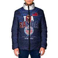 Custom Rugby Toa Samoa Padded Jacket Champions Six Eight Five LT03 Men Blue - Polynesian Pride