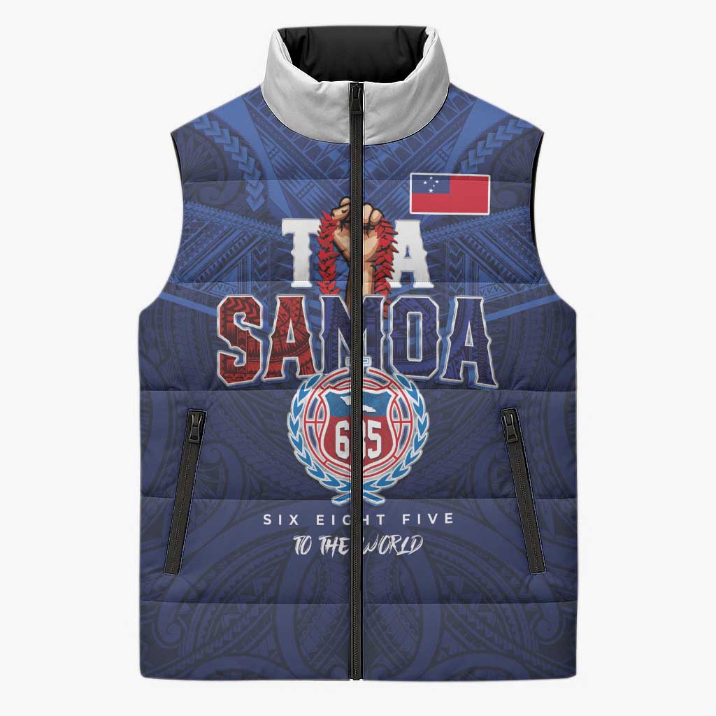 Custom Rugby Toa Samoa Sleeveless Puffer Jacket Champions Six Eight Five - Polynesian Pride