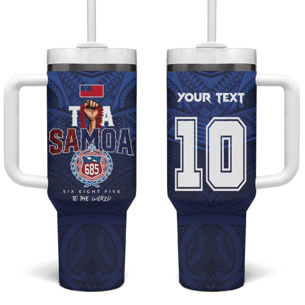 Custom Rugby Toa Samoa Tumbler With Handle Champions Six Eight Five - Polynesian Pride