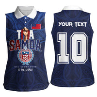 Custom Rugby Toa Samoa Women Sleeveless Polo Shirt Champions Six Eight Five - Polynesian Pride