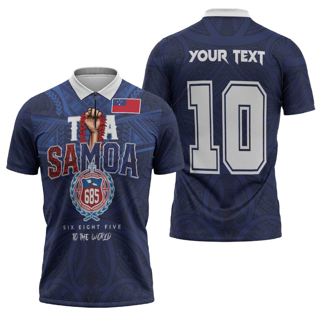 Custom Rugby Toa Samoa Zipper Polo Shirt Champions Six Eight Five - Polynesian Pride