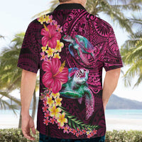 Hawaiian Plumeria and Hibiscus with Turtles Hawaiian Shirt Polynesian Art Red Color - Polynesian Pride