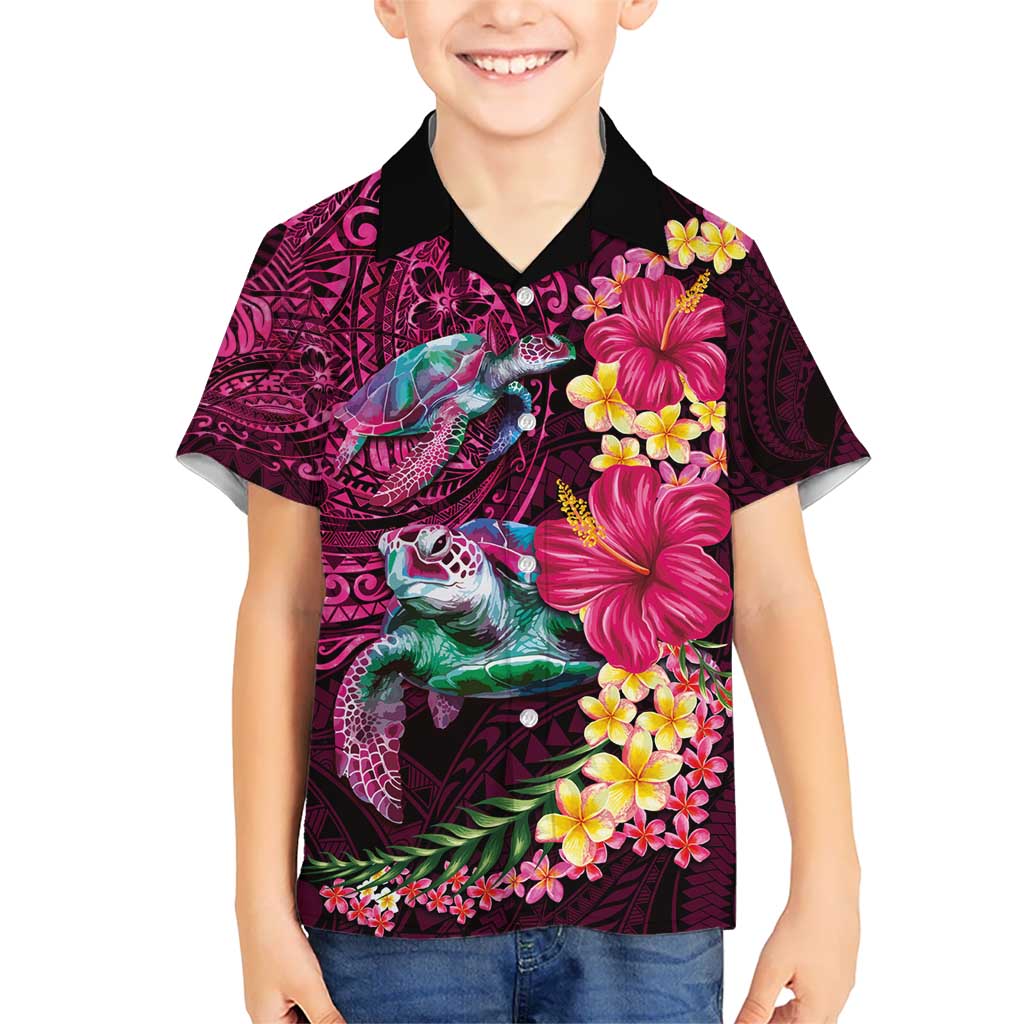 Hawaiian Plumeria and Hibiscus with Turtles Hawaiian Shirt Polynesian Art Red Color - Polynesian Pride