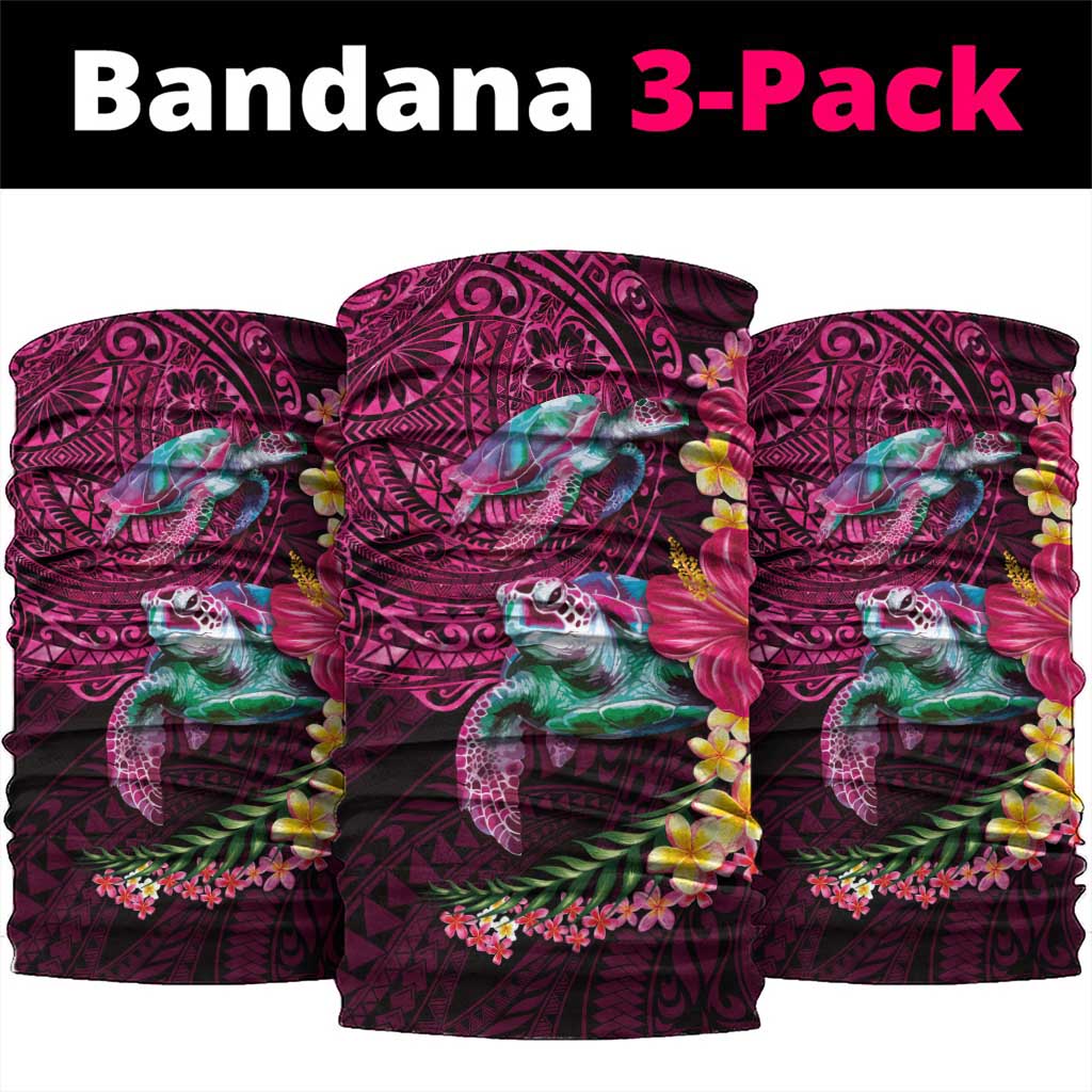Hawaiian Plumeria and Hibiscus with Turtles Neck Gaiter Polynesian Art Red Color - Polynesian Pride