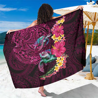 Hawaiian Plumeria and Hibiscus with Turtles Sarong Polynesian Art Red Color - Polynesian Pride