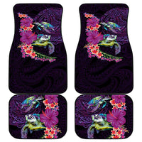 Hawaiian Plumeria and Hibiscus with Turtles Car Mats Polynesian Art Purple Color - Polynesian Pride