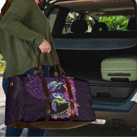 Hawaiian Plumeria and Hibiscus with Turtles Travel Bag Polynesian Art Purple Color - Polynesian Pride