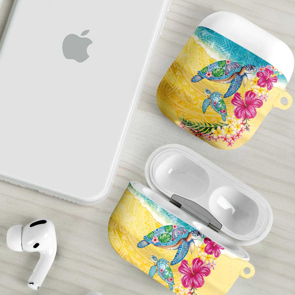 Hawaiian Tropical Plants Turtles AirPods Case Watercolor Style - Polynesian Pride