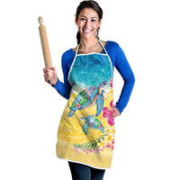 Hawaiian Tropical Plants Turtles Apron Watercolor Style - Polynesian Pride