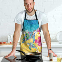 Hawaiian Tropical Plants Turtles Apron Watercolor Style - Polynesian Pride