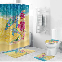 Hawaiian Tropical Plants Turtles Bathroom Set Watercolor Style - Polynesian Pride
